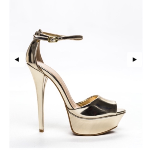 GoJane Shoes - Gold Platform One Strap Heels